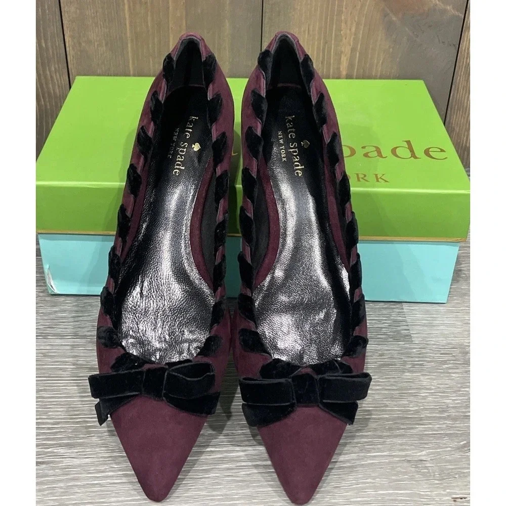 KATE SPADE KALANI Deep Cherry Burgundy Flat Shoes Women's US Size 8M‎